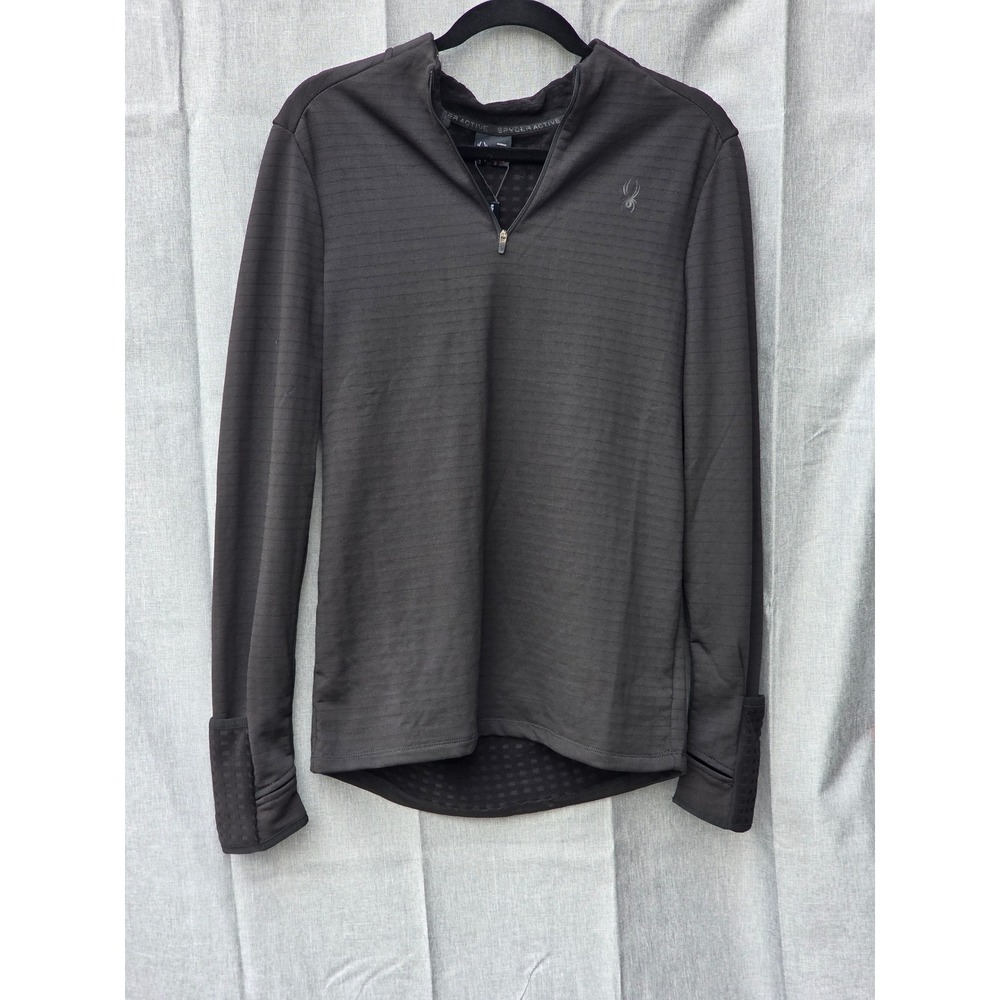 Spyder Active Mens Small Black 1/4 Zip Pullover Grid Texture SPM891RA NWT